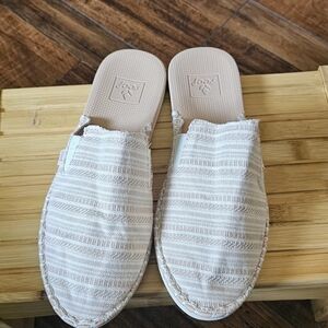 Reef Women's Beige and Off-White Striped Mules